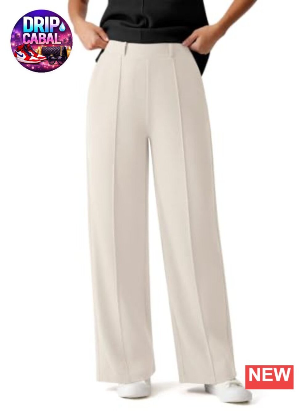 Women's Wide Leg Work Pants High Waisted Pull On Dress Pants with Pockets